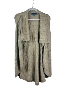 Ralph Lauren Olive Cable Knit Open-Front Cardigan